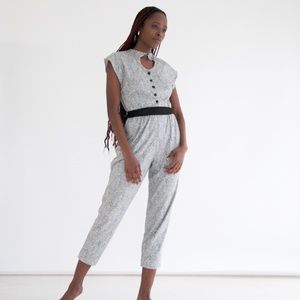 vtg 80s zebra print jumpsuit w. keyhole